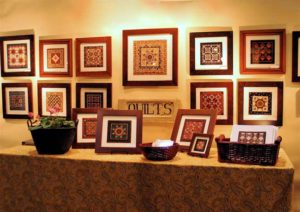 Ninepatch miniature quilts displayedat the Wilton Show